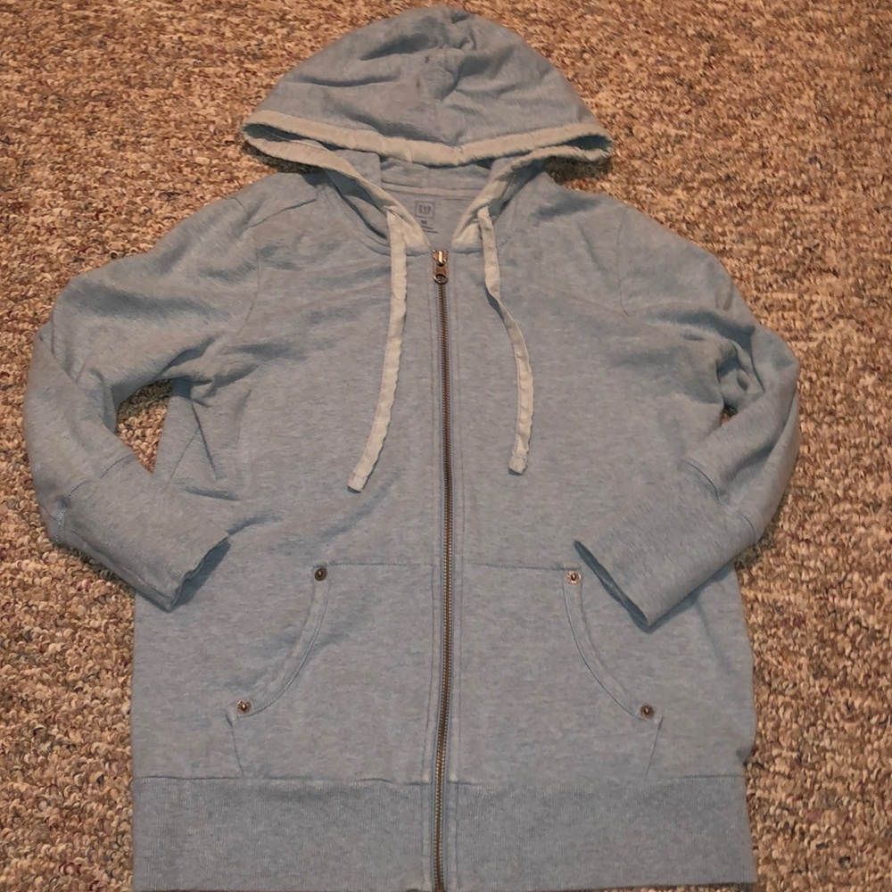Zip Up Hoodie Sweatshirt Silky Tie 3/4 Sleeve Y2K Normcore